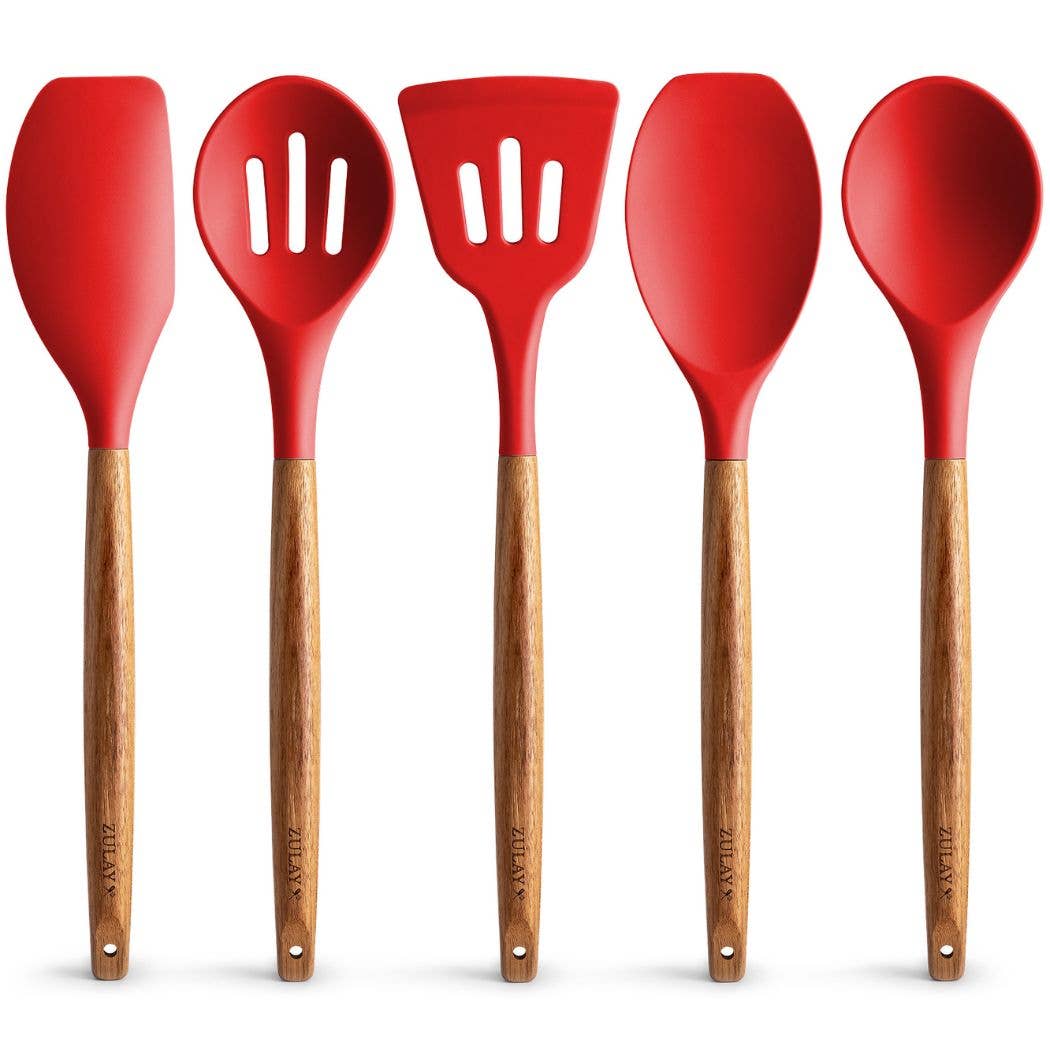 Zulay Kitchen - Wholesale Kitchen Utensil Set - 5-Piece Silicone Utensils Set with Wooden Handles41