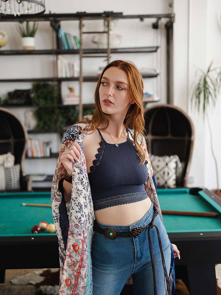 Leto Accessories - Wholesale Bralette - Women's - High Neck Crochet Lace Trim Bralette 😇10