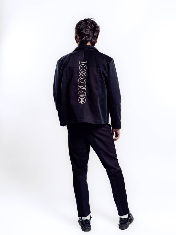 Casaco de trabalho preto por atacado de LOSANJE