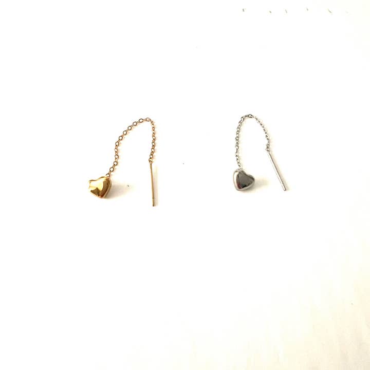 Heart Threader Earrings for wholesale by Royce and Oak
