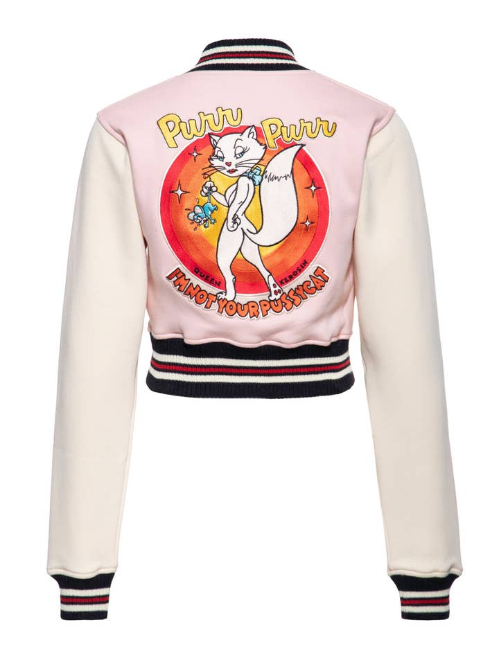 pink College Jacket "Purr Purr" for wholesale on Faire1