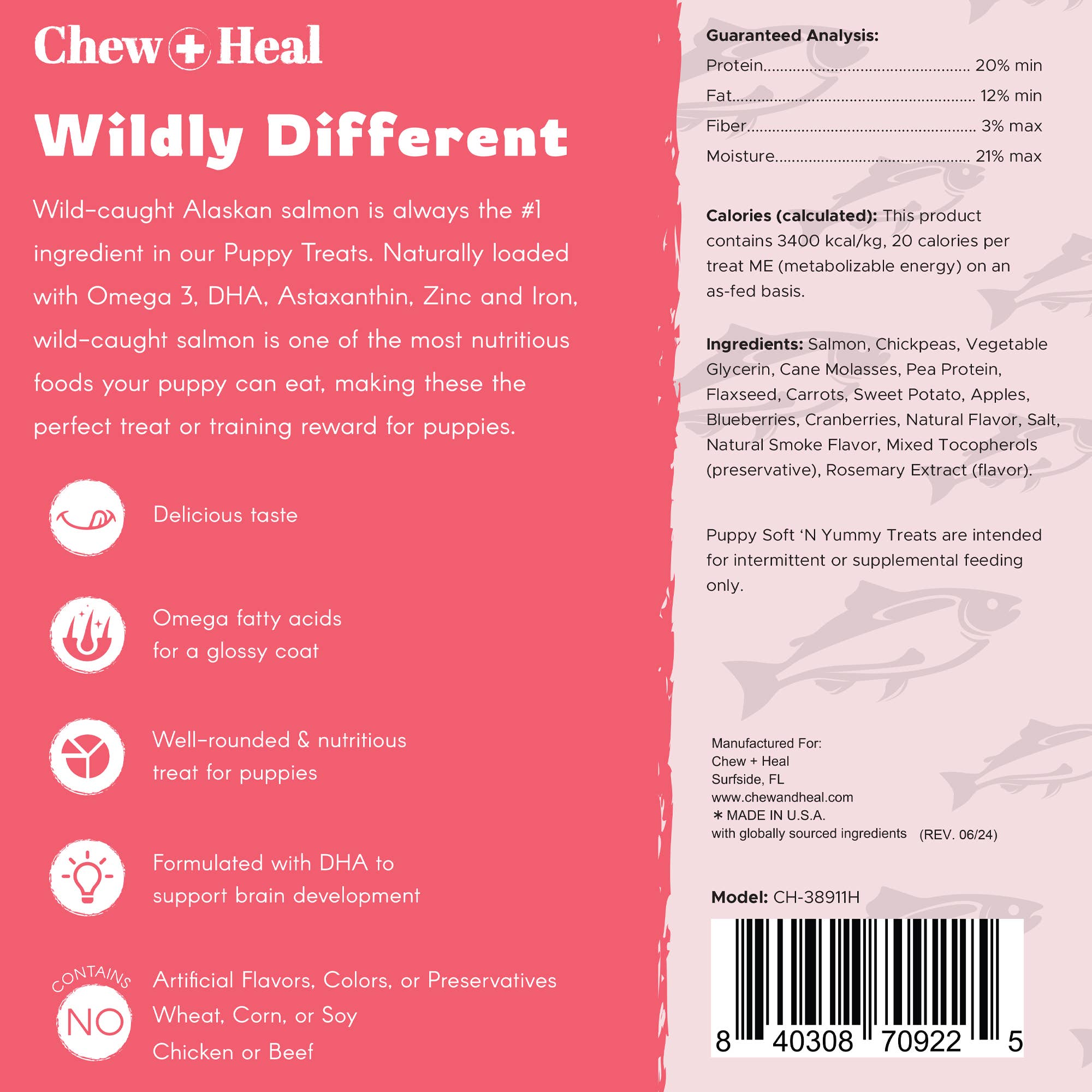 Chew + Heal – Großhandel Leckerlis – Hund – Puppy Wild Alaskan Salmon Limitierte Zutaten Hundesnacks2