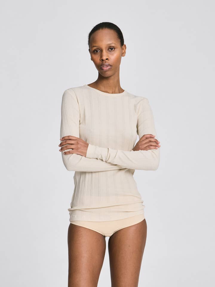 Thyra L/S Cotton Top - Ancient Grey for wholesale by gai-lisva