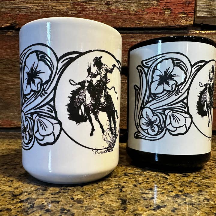 The Rodeo Rose - Wholesale Coffee Mug - Ranch bronc coffee mug 15 oz Cowgirl Rodeo Western Cowboy1