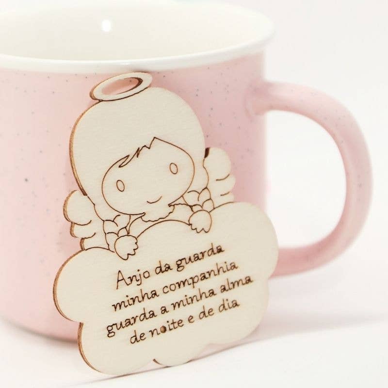 Atiladecor, Artesanato Lda - Vente Matériels de bricolage - Fille Anjinho dans les nuages avec prière « Ange gardien » 8 cm0