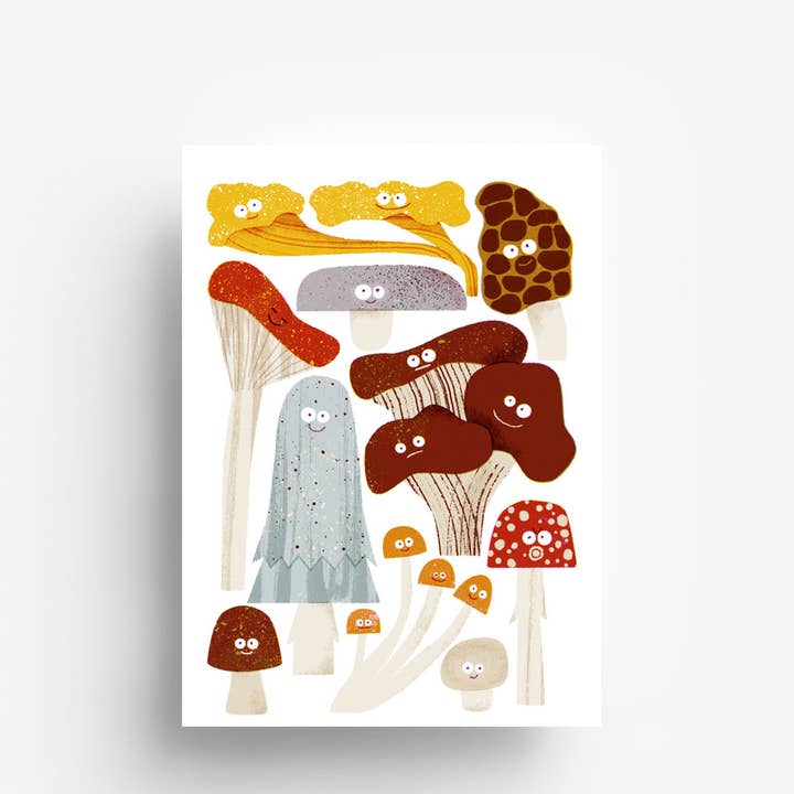 Cute Mushrooms Postcard DIN A6 for wholesale by jungwiealt