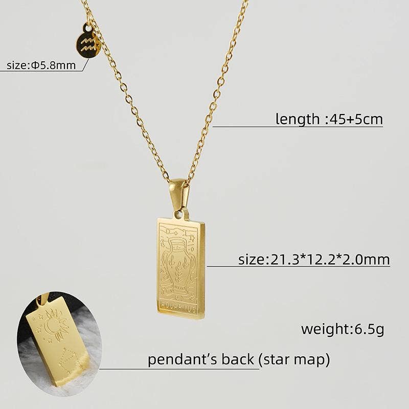 Mio Queena - Wholesale Pendant/Charm Necklace - Golden Stainless Steel 12 Constellation Charm Necklace - FGS9