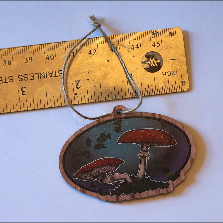 Goblin Grimm Gifts - Wholesale Ornament - Oval, Wooden illustrated mushroom tree ornament2