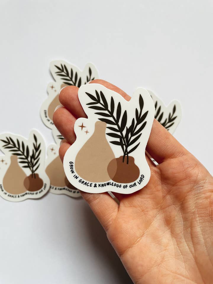 Adesivo Grow In Grace | Adesivi Faith | Adesivi per piante per la vendita all'ingrosso da parte di Brianna Collins Designs