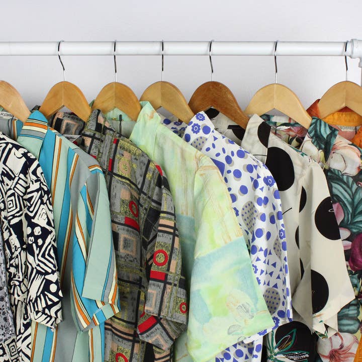 Sun's Out! - Wholesale Button Down Shirt - Women's - Vintage Short-Sleeve Button Up Blouse - Original Length13