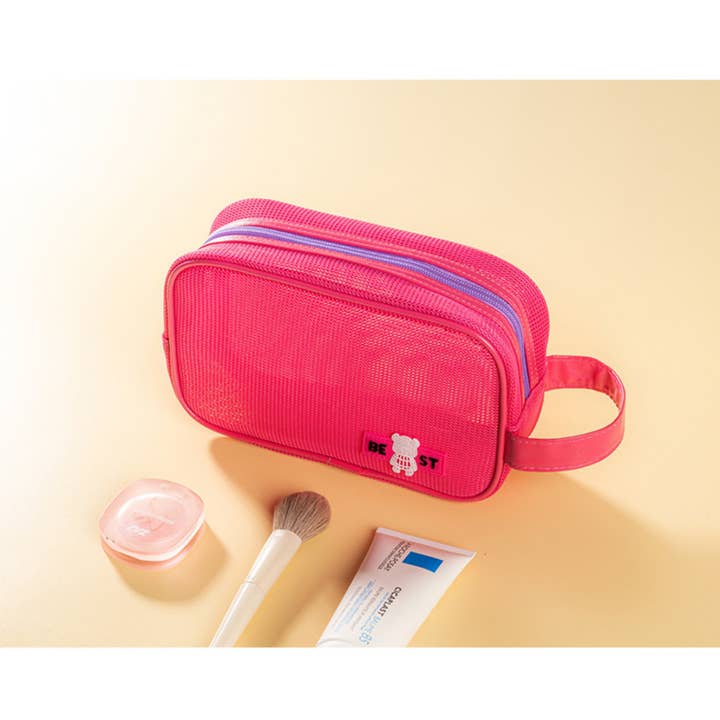 wandf - Wholesale Toiletry Bag - Women's - Holiday Mesh Handheld Toiletry Bag Beach Trip Lightweight