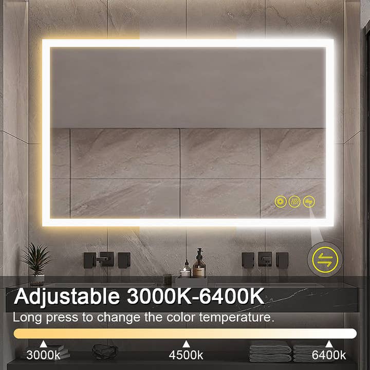 Brio Lighting - Wholesale Wall Mirror - SmartGlow 36x55" Frameless Anti-Fog Bathroom LED Mirror2