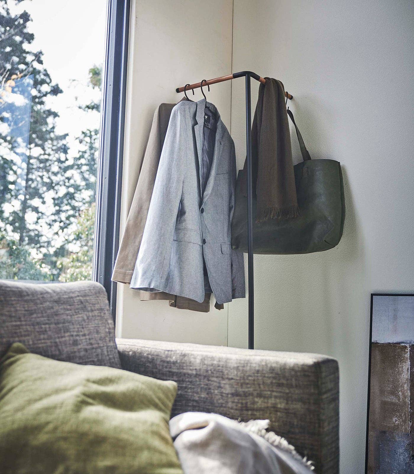 Yamazaki Home - Wholesale Coat Rack - Corner Leaning Coat Hanger - Steel + Wood13