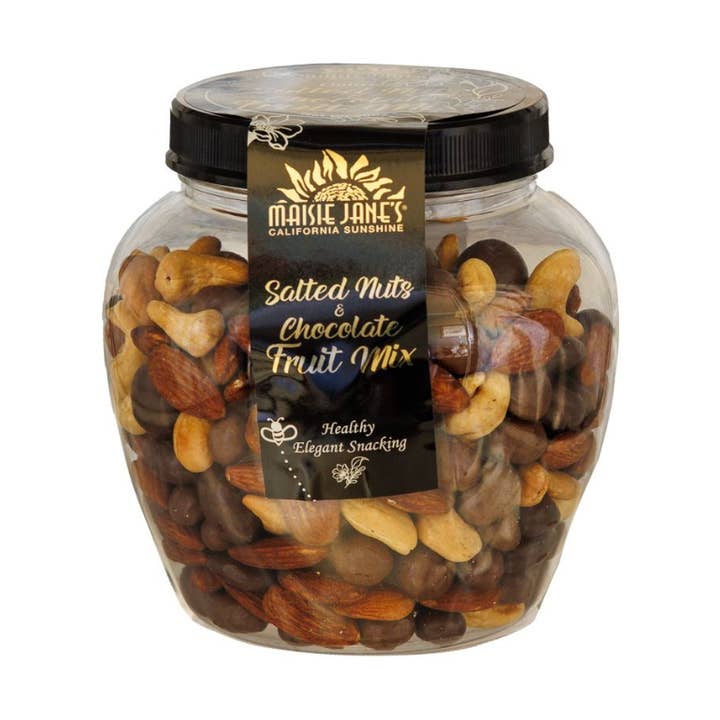 Salted Nuts & Chocolate Fruit Mix Party Jar for wholesale by Maisie Jane’s