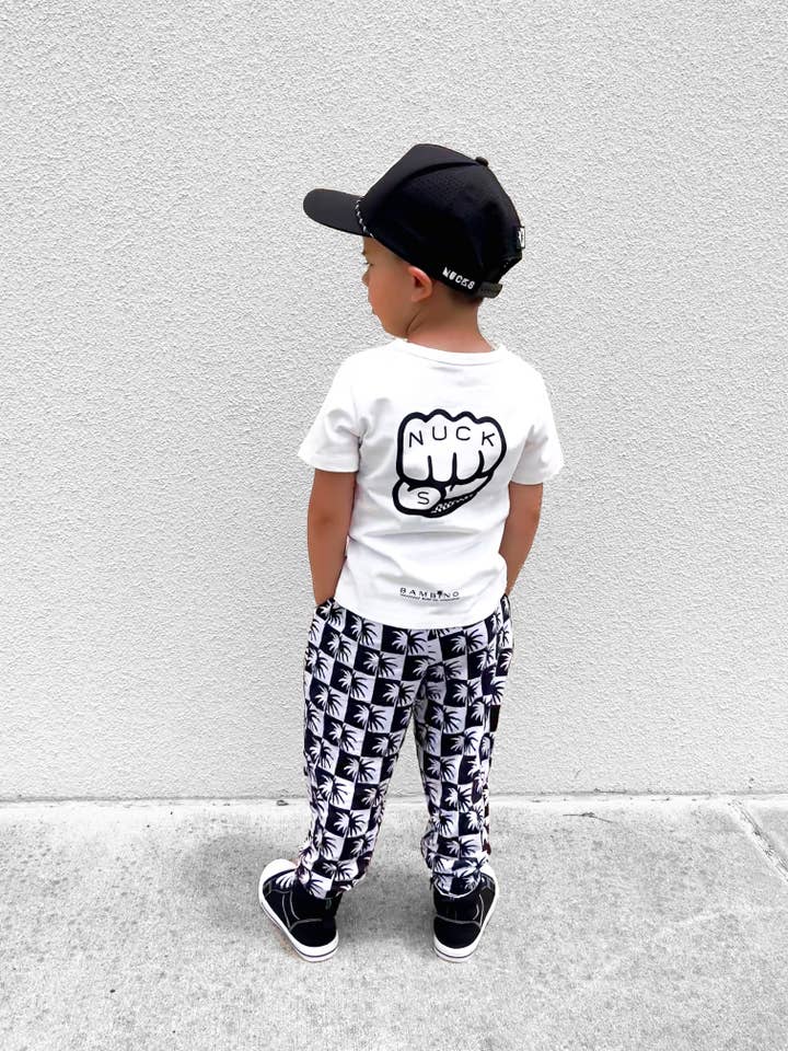 Bambino Surf Co. - Wholesale Lounge Set - Kids - CHECKERED PALM 2 PIECE BAMBOO SET4