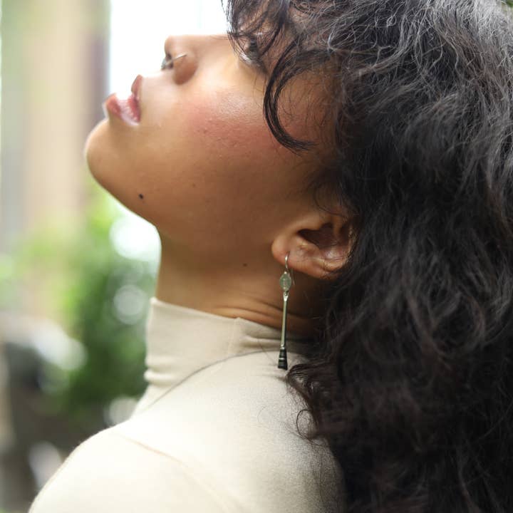 Ebony and Sterling Silver Drumstick Earrings for wholesale by Mystics and Sages