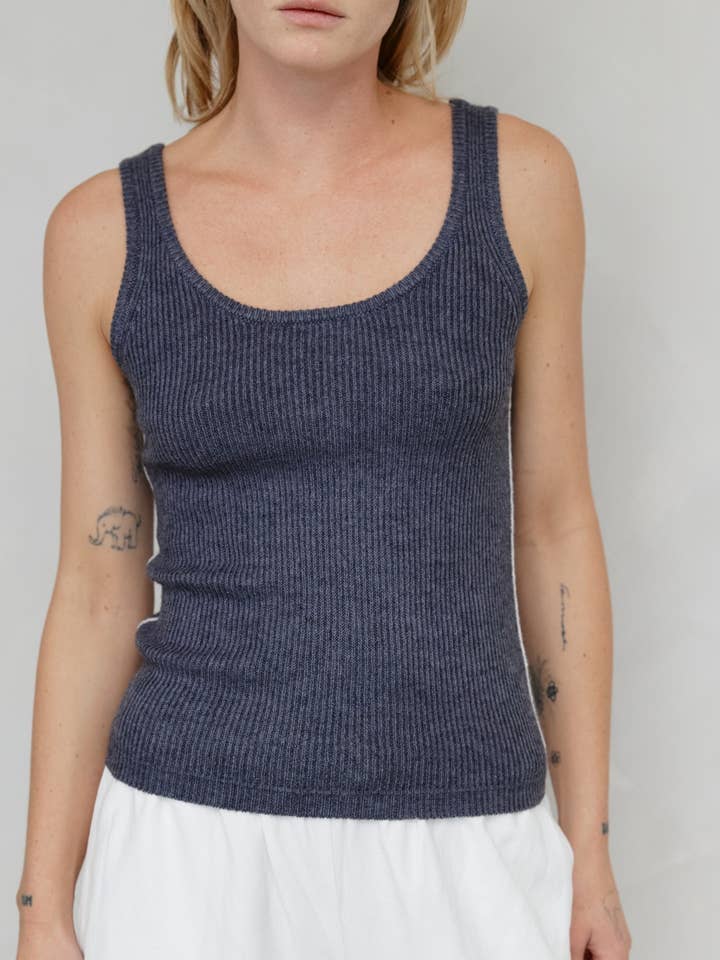 The Anna Top | Knit Tank Top with Contrast Side Seam for wholesale by MOD REF