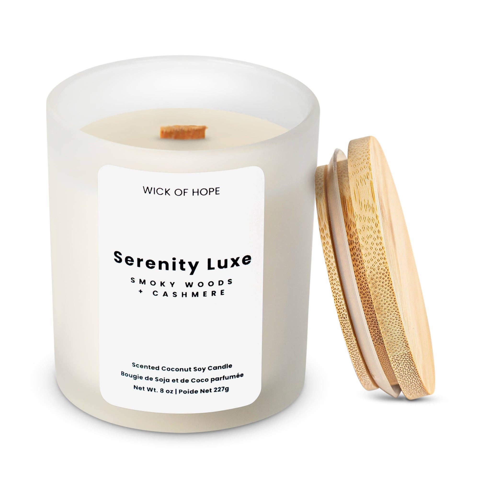 Wick of Hope - Wholesale Jar/Filled Candle - Serenity Luxe Candle| Smoky Woods + Cashmere3