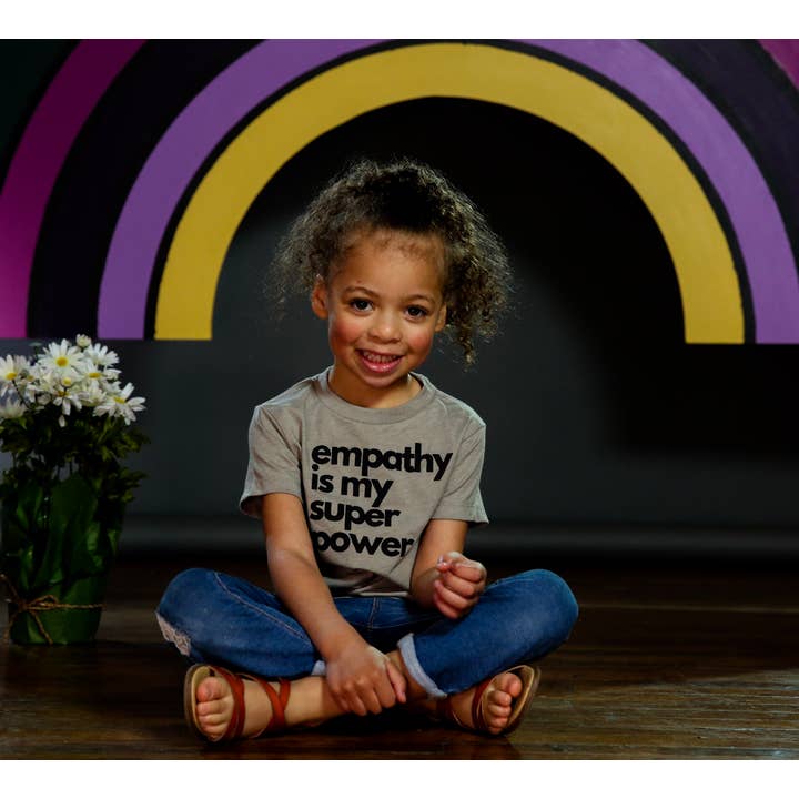The Sly Violet - Venta al por mayor Camiseta serigrafiada - Niños - Empatía Super Power Baby & Toddler Tee - Sage Stone