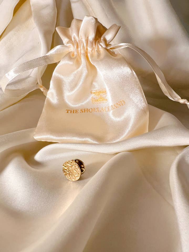 Gold Textured Pin / Brooch – Button Base (18K Gold Plated) for wholesale by The Shoelace Brand
