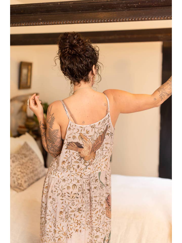 Market of Stars (Worldwide) - Wholesale Dress - Women's - Folklore Bohéme Long Maxi Slip Dress w/ Bird of Peace Art5