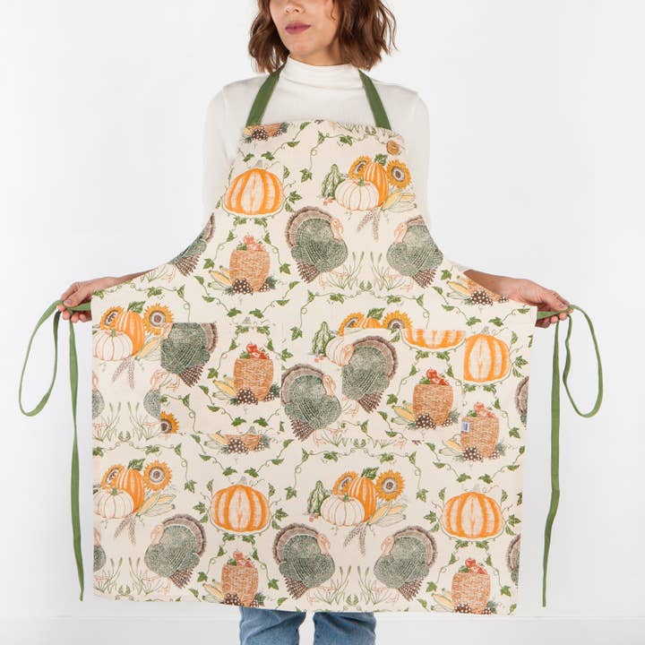 Now Designs by Danica - Wholesale Apron - Cornucopia Thanksgiving Spruce Apron