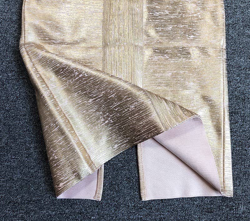 SY115 Gold Glamour Bandage Suspender Midi Skirt for wholesale on Faire9