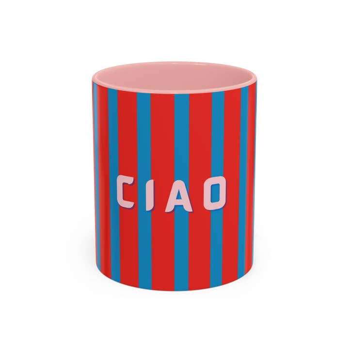 MARA Style - Wholesale Coffee Mug - Ciao Accent Coffee Mug | Colorful Striped Ceramic Cup2