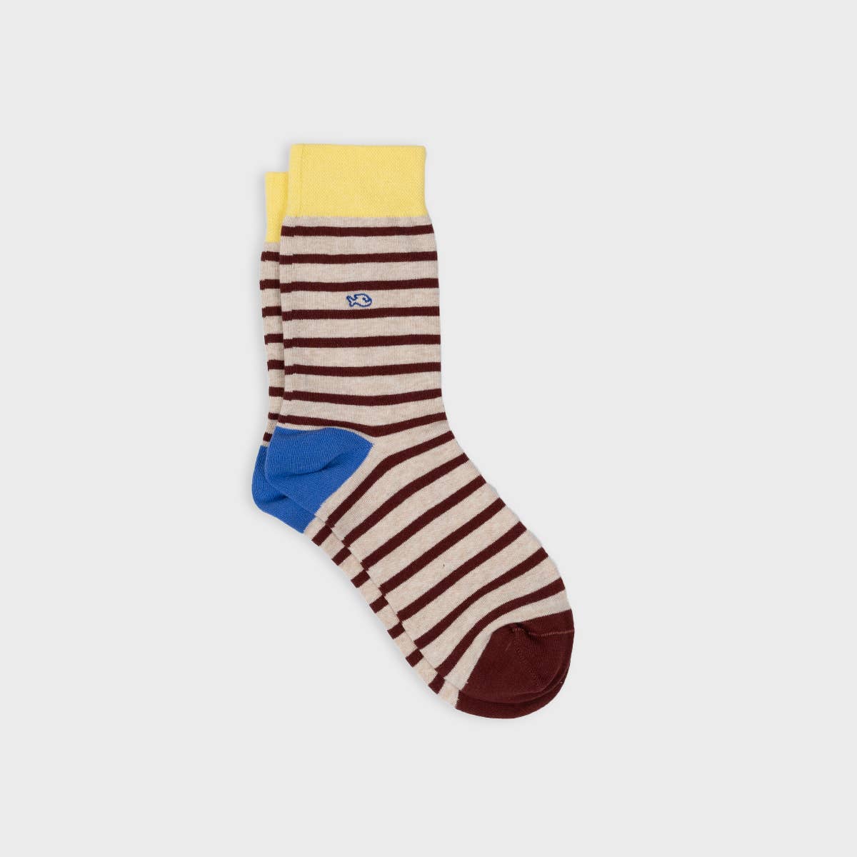 BILLYBELT - Wholesale Socks - Men's - Combed cotton socks with beige stripes, burgundy striped