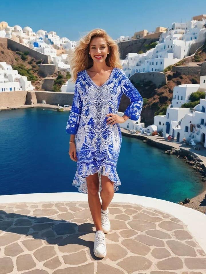 Silk Hi-Low Frill Dress - Isabelle for wholesale by Kaftans that Bling