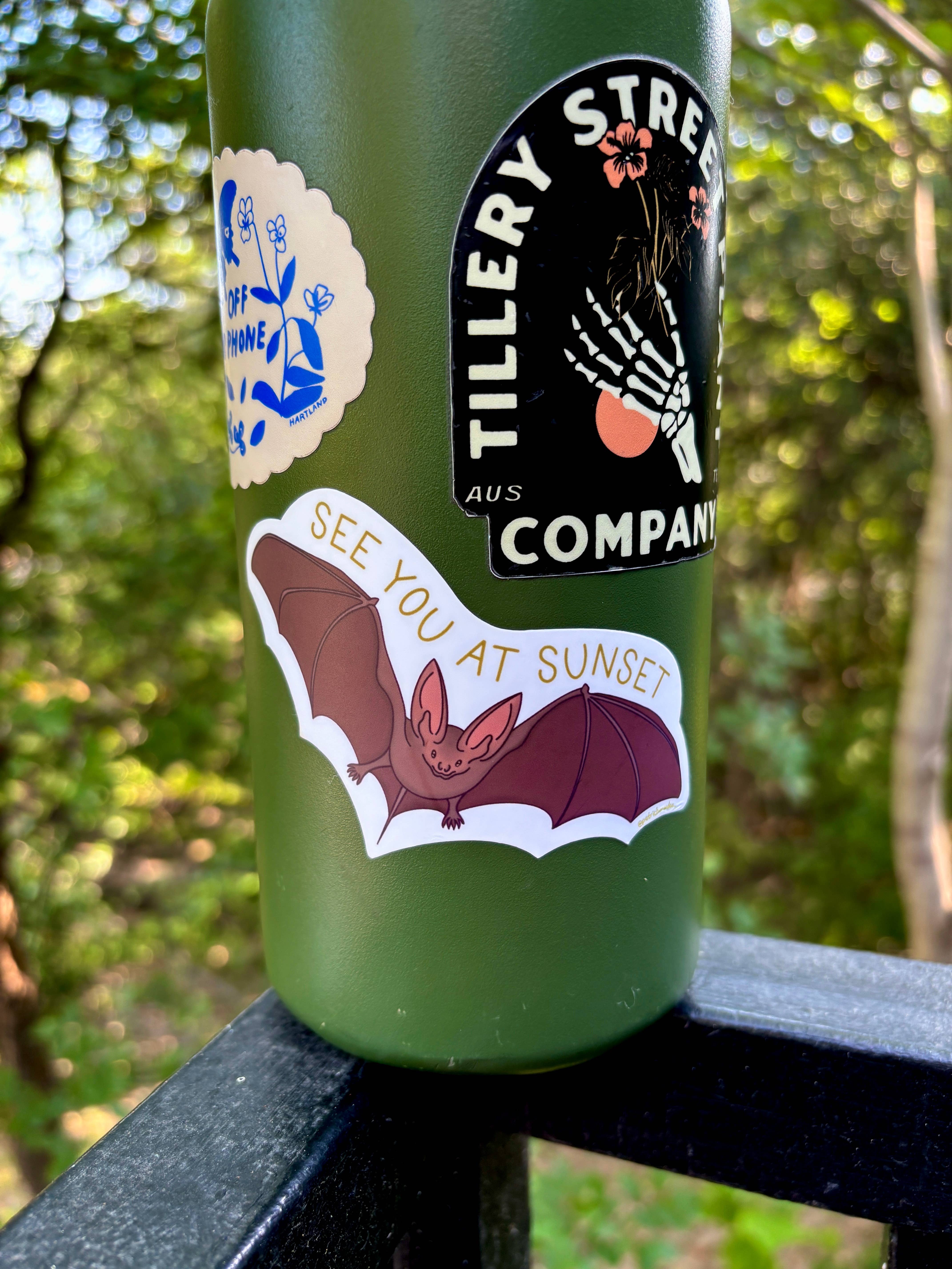 Petrichor & Co. - Wholesale Sticker - See You at Sunset Bat Sticker – Austin Texas Wildlife3
