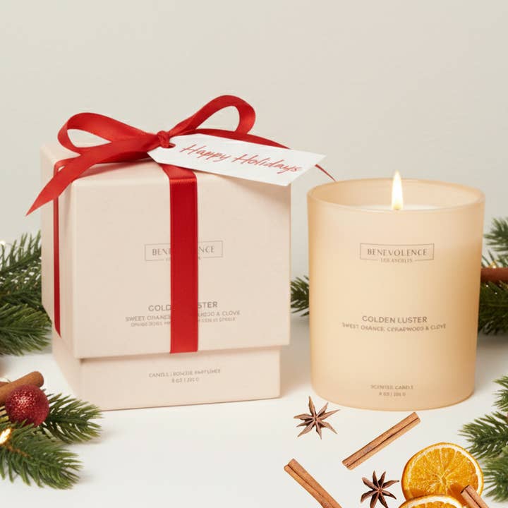 8oz Golden Luster Scented Candle for wholesale by Benevolence LA