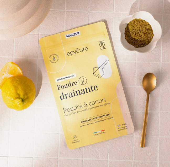 Epycure - Wholesale Protein/Superfood Powder - DRAINING POWDER Apple/Kiwi flavor - 1 MONTH - 6.5g/day 1