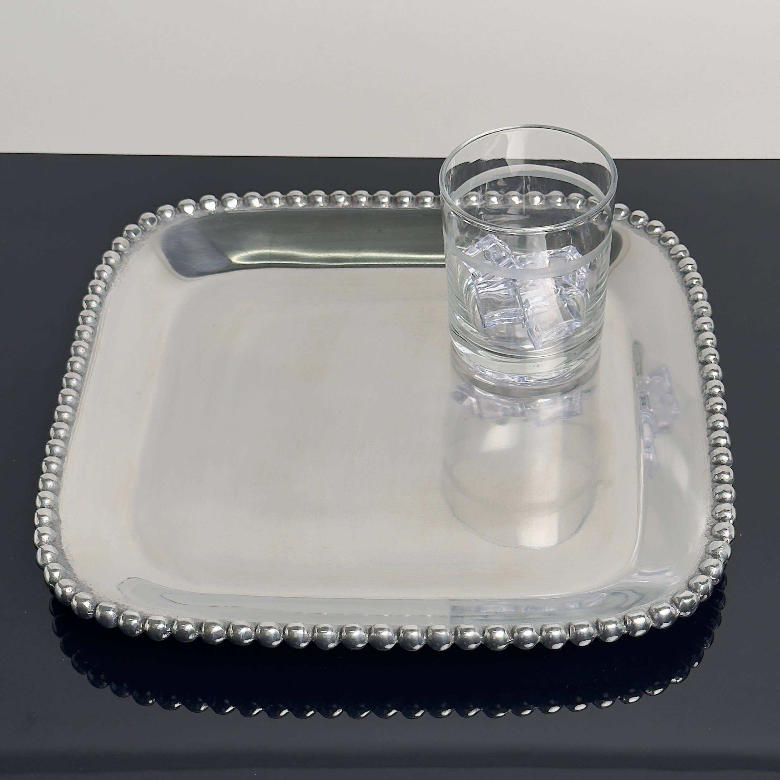 India Handicrafts Inc - Wholesale Platter - Beaded Square Platter1