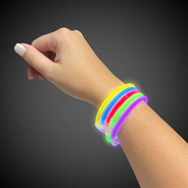 Windy City Novelties - Wholesale Light-Up Toy - Kids & Baby - Glow-in-the-dark 9" Bracelets Assorted 12-Unit Display