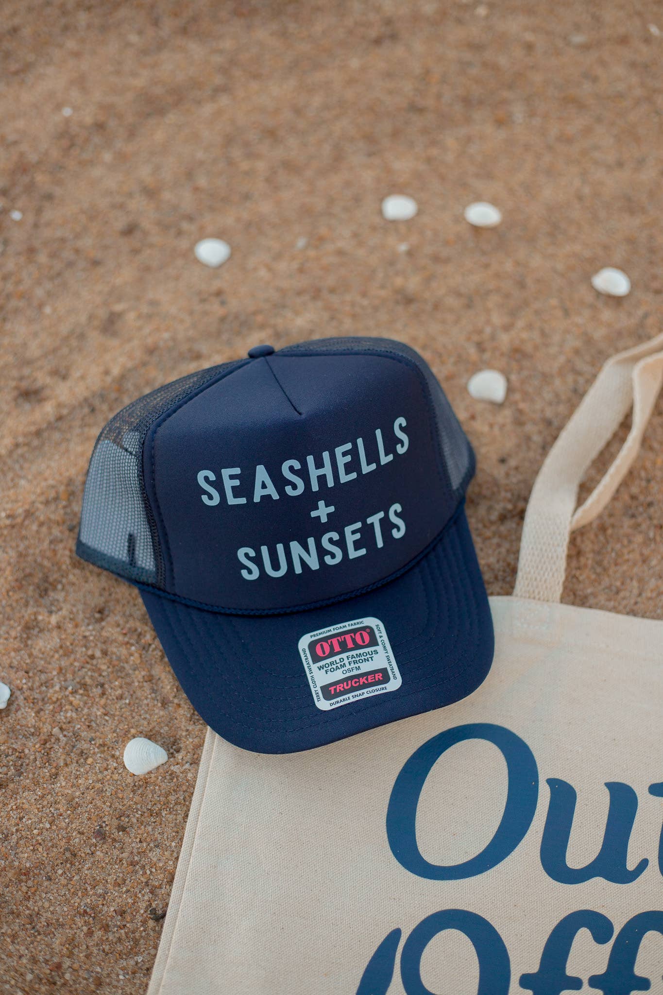 Hartland Goods - Wholesale Trucker Hat - Women's - Seashells and Sunsets Trucker Hat - Navy2