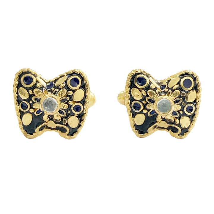 Månesten & Emaljeret 14K GP Manchetknap - 9,75g Vægt for engroshandel hos Misteerious Seed