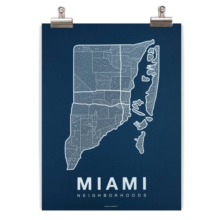 Native Maps – wholesale Poster – Miami, FL Neighborhood City Map Poster
