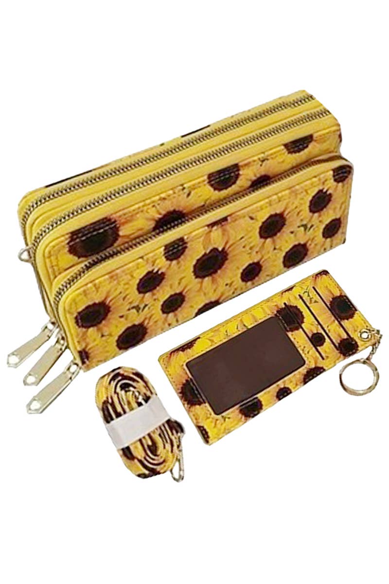 Cap Zone - Vente Portefeuille – femme - Sac bandoulière portefeuille continental Sunflower avec porte-cartes6