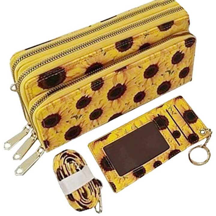 Cap Zone – wholesale Wallet – Women's – Sunflower Continental Wallet Crossbody Bag With Card Holder6