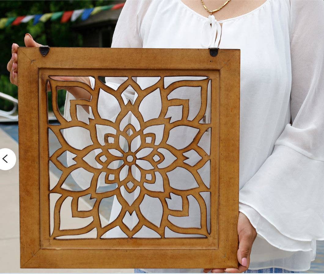 Lungta Imports - Wholesale Wall Accent - Handcrafted Large Lotus Wooden Wall Panel For Home Decor1