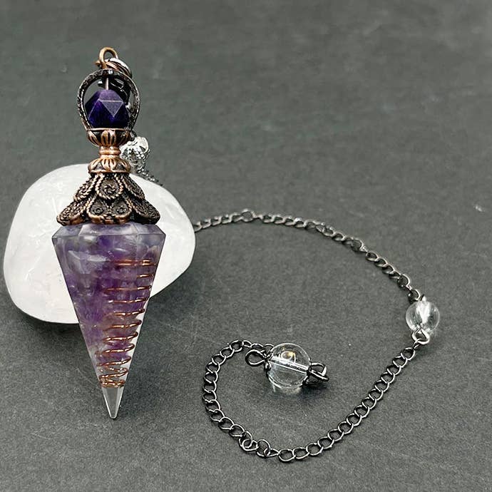Crystal Amethyst Calm And Peace Pendulum for wholesale by GemMeet