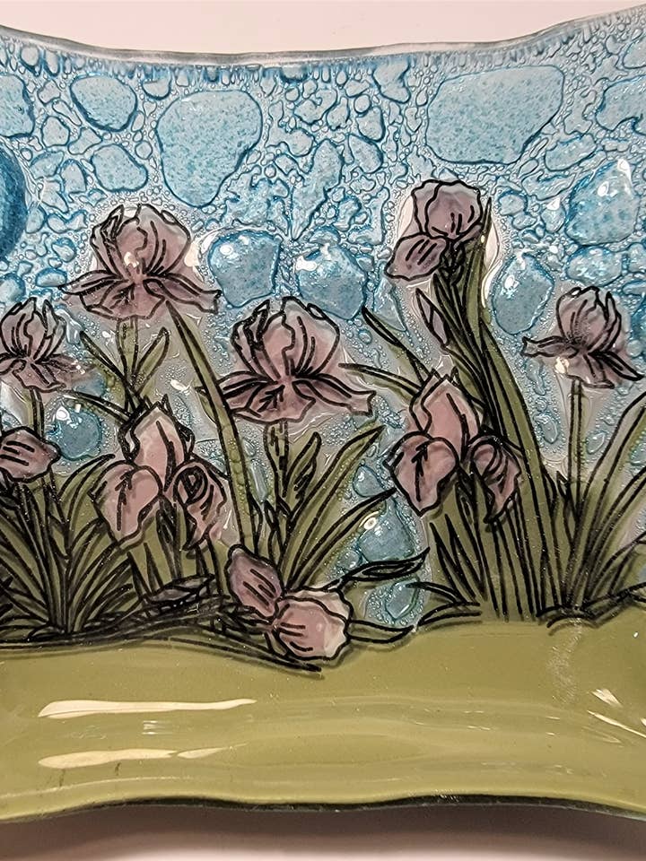 Iris Flower Square Plate / Dish for wholesale by Pampeana