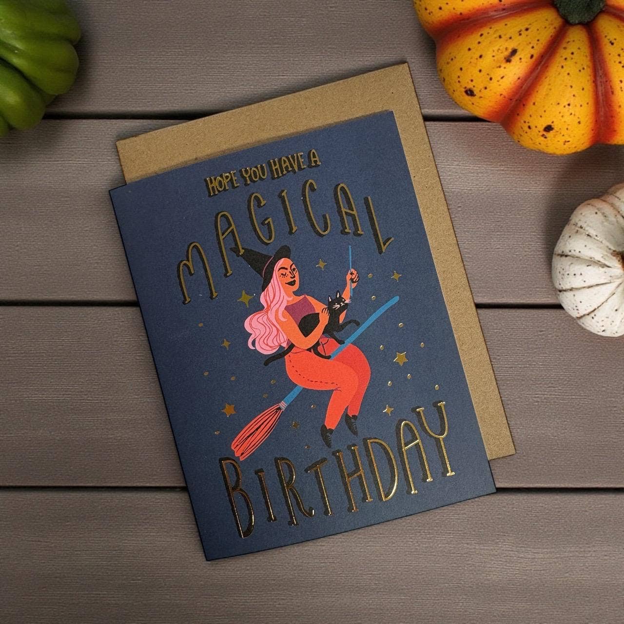 Wild Optimist - Wholesale Birthday Card - Magic Birthday Witch Goldfoil Greeting Card3