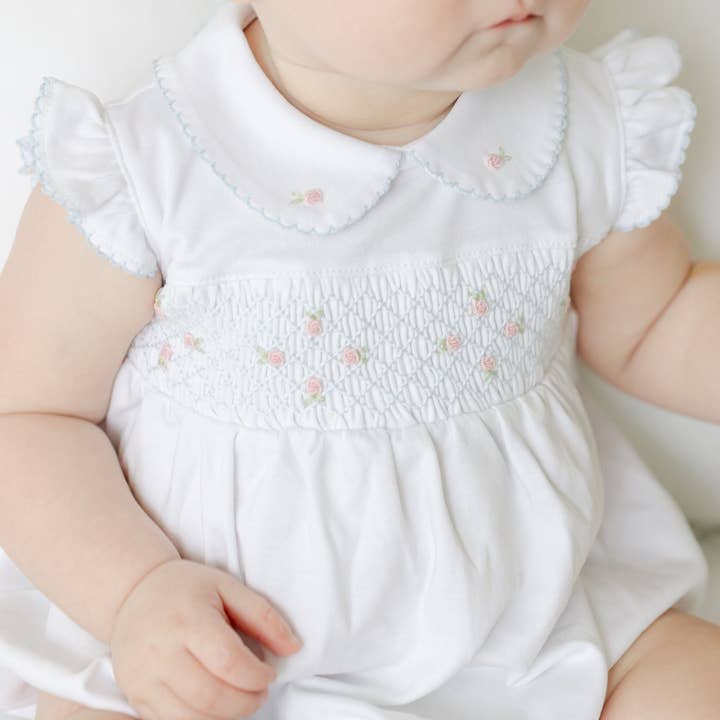 Magnolia Baby - Wholesale Bodysuit (Non-Footed) - Baby - Charlotte's Classics Smocked Bubble - Sky Blue