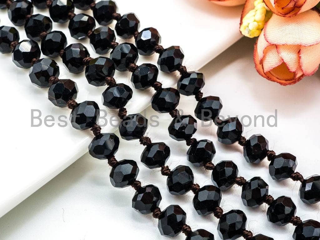 BestBeads&Beyond – Großhandel Perlenkette – 60 „/36" lange handgeknotete schwarze Kristallkette, SKU #D101