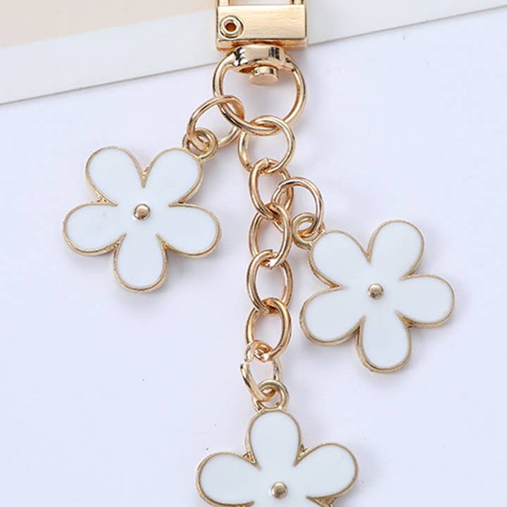 White Cute Flower Shape Ornament Key Buckle for wholesale on Faire