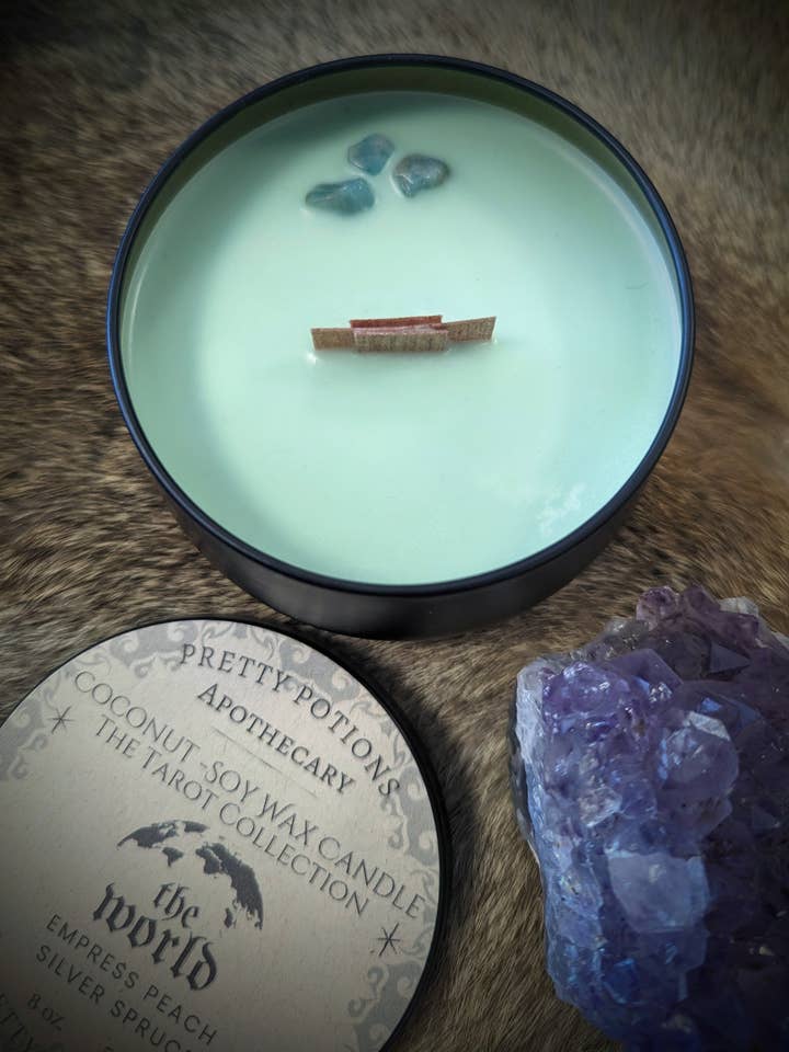 Vela de la colección Tarot THE WORLD para venta al por mayor de Pretty Potions Apothecary