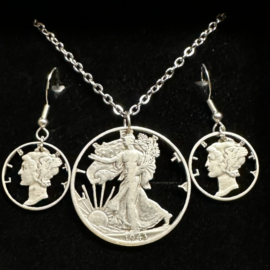 Mountainstruck Coin Rings and Jewelry - Wholesale Jewelry Set - U.S. Lady Liberty Hand Cut Silver Coin Collection5