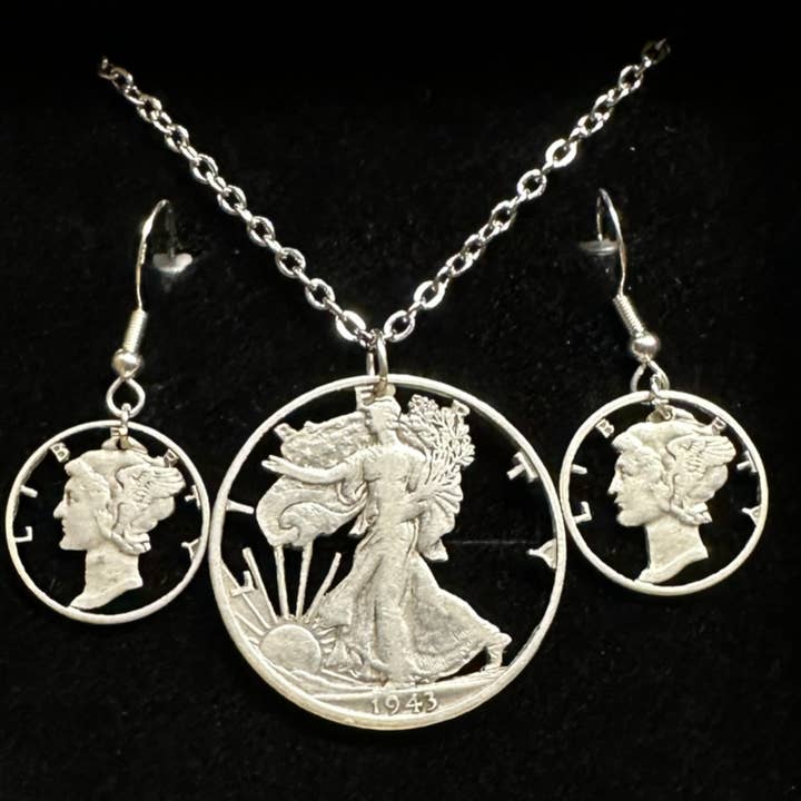 Mountainstruck Coin Rings and Jewelry - Wholesale Jewelry Set - U.S. Lady Liberty Hand Cut Silver Coin Collection5